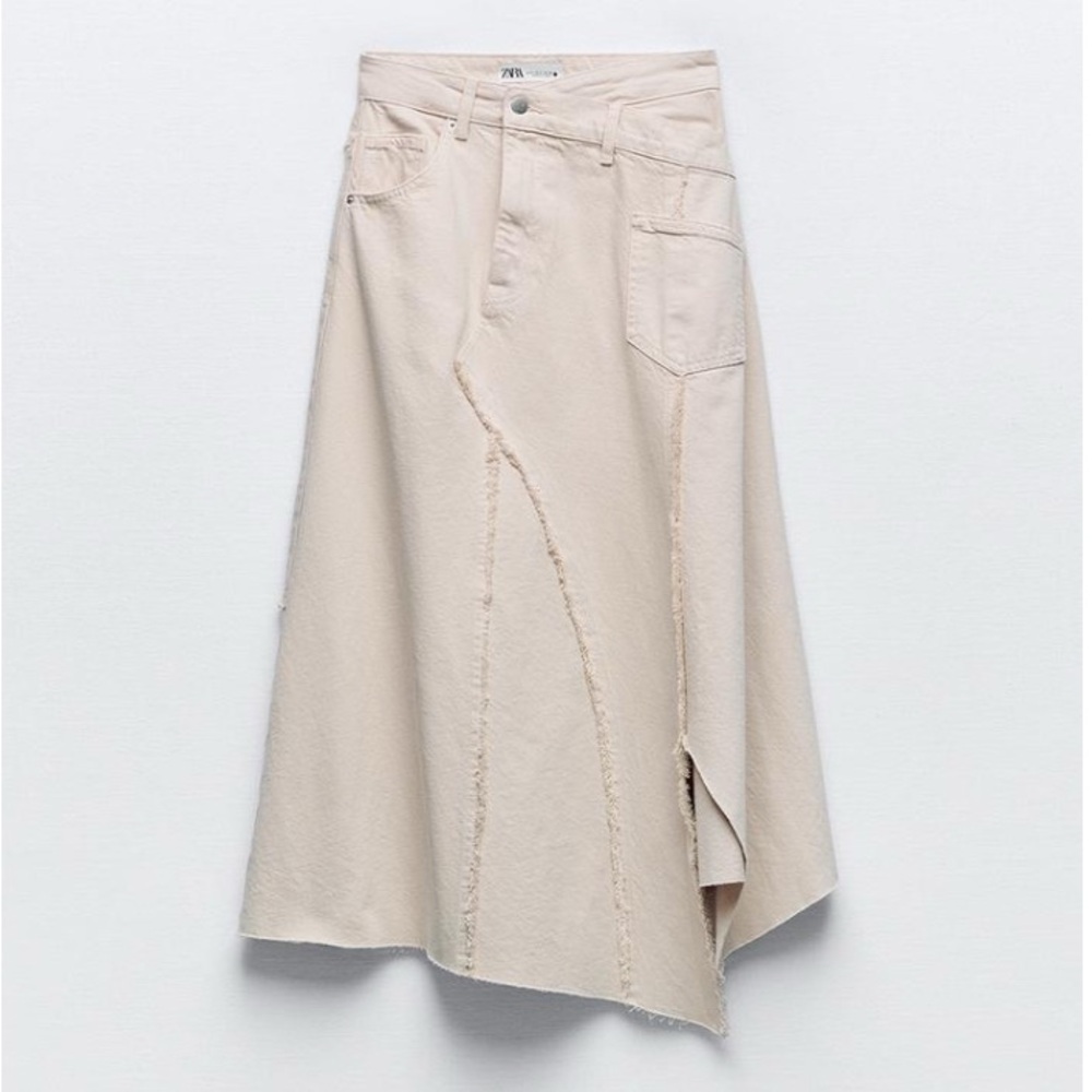 Zara Cream Asymmetrical Skirt